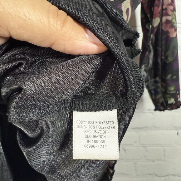 Cristopher & Banks Blouse Women XL  Whimsigoth Sheer Lined V Neck 3/4 Sleeve Top - Picture 7 of 11